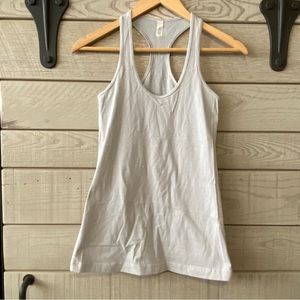 lululemon athletica White and Gray Racerback Tank Top